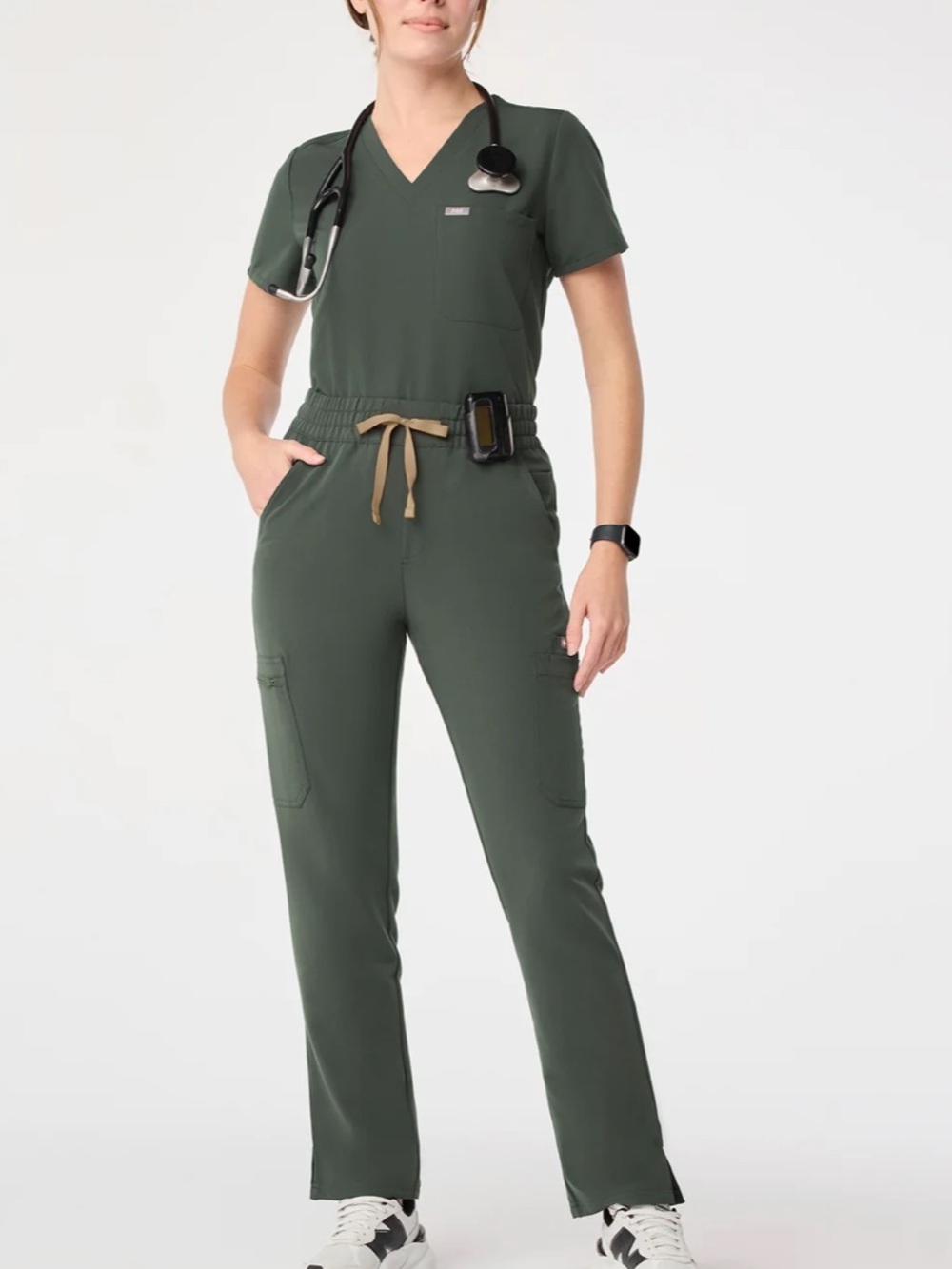 FIGS Dowa High Rise Straight Leg Cargo Scrub Pants Moss Green XXL Petite